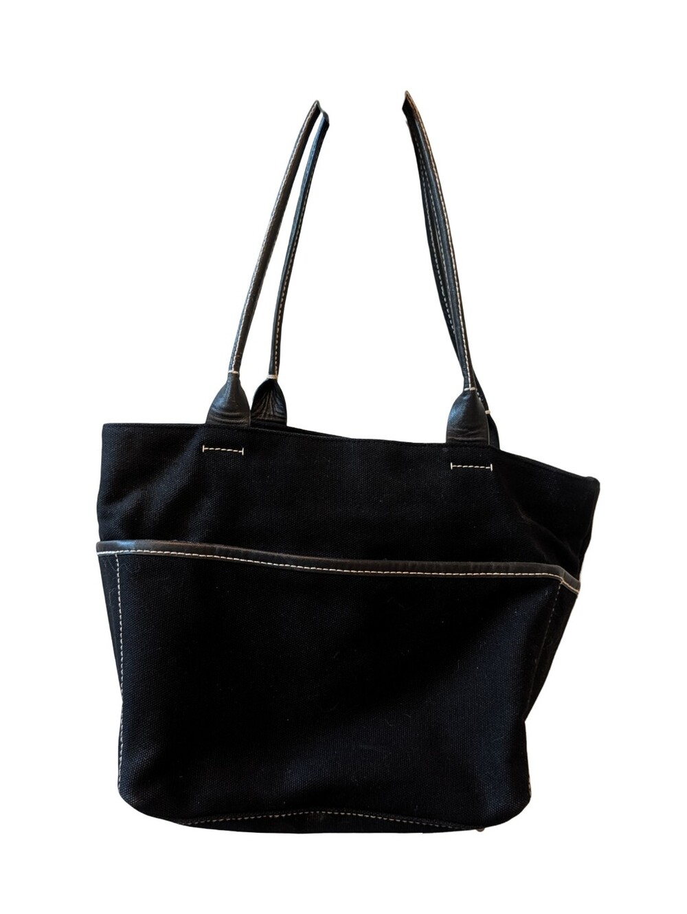 Vintage Y2K GAP Canvas Purse Tote Satchel Black Silver Accents Zipper Closure